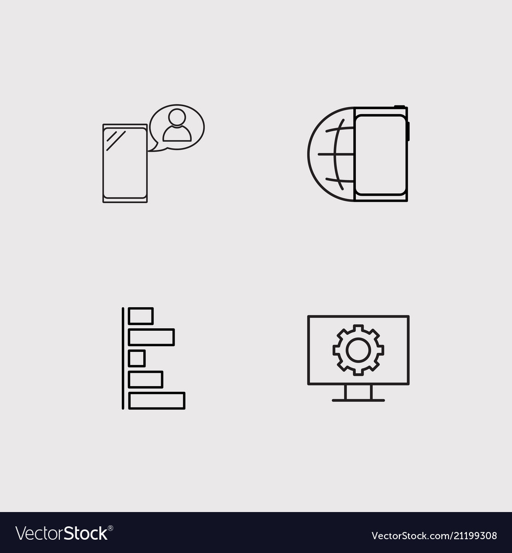 Data analytics simple linear icons set outlined