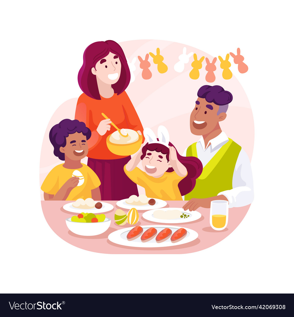 Family brunch isolated cartoon