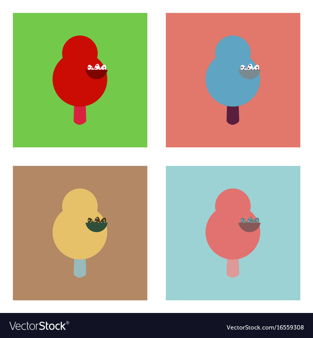 Flat icon design collection tree and nest