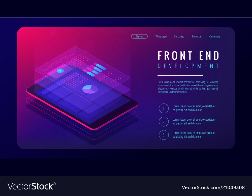 Isometric front end development landing page