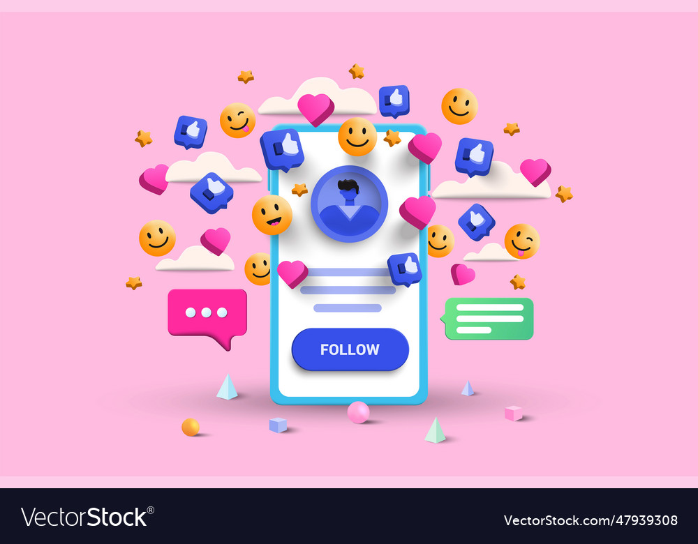 Modern 3d of social media Royalty Free Vector Image