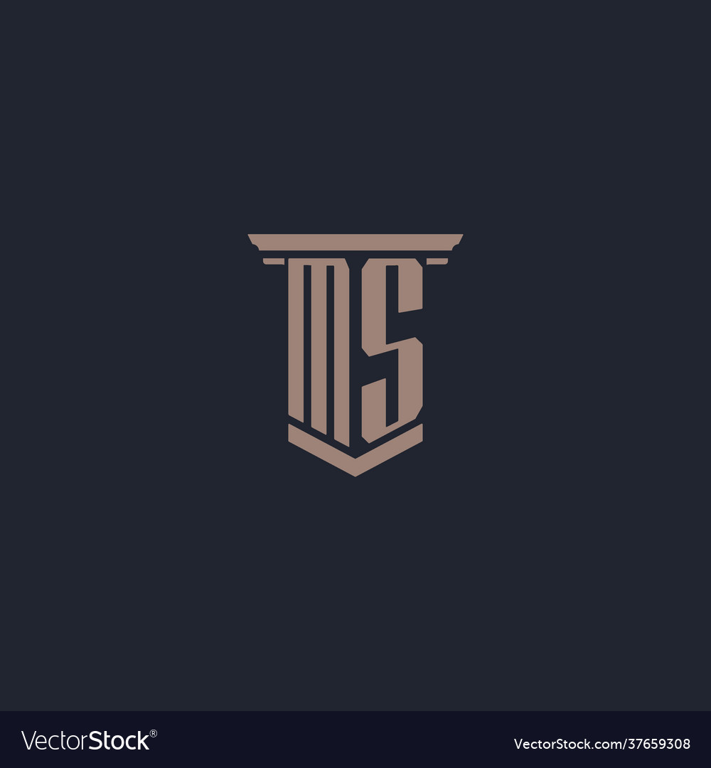 Ms initial monogram logo with pillar style design