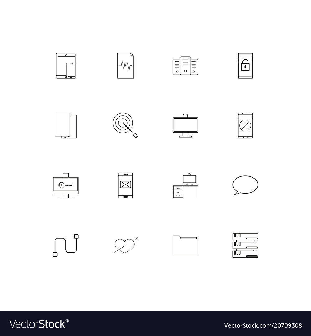 Network and database simple linear icons set