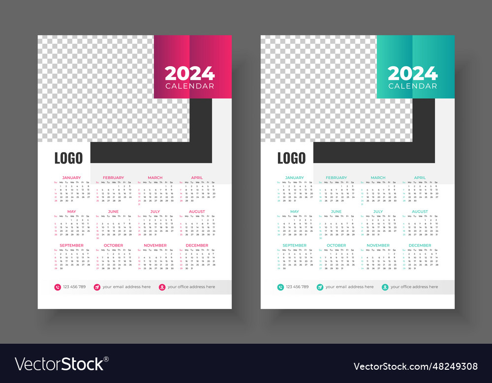 Print ready one page wall calendar template