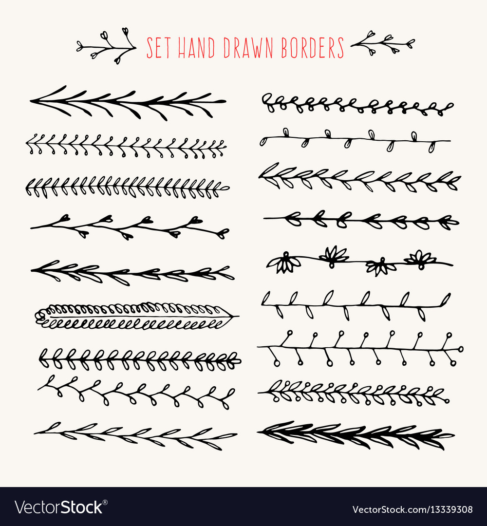 A set different lines drawn hand Royalty Free Vector Image