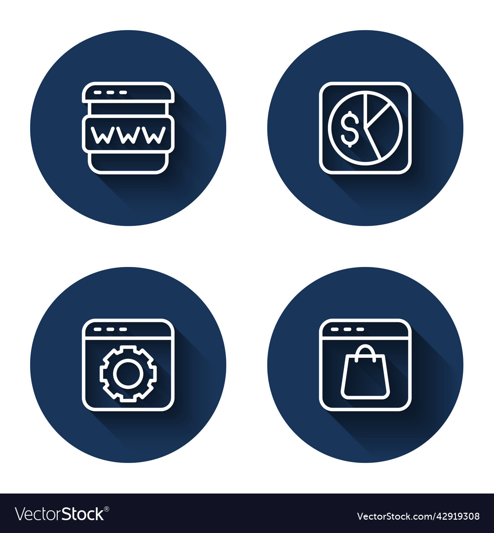 Set line browser window market analysis setting Vector Image Set line browser window market analysis setting