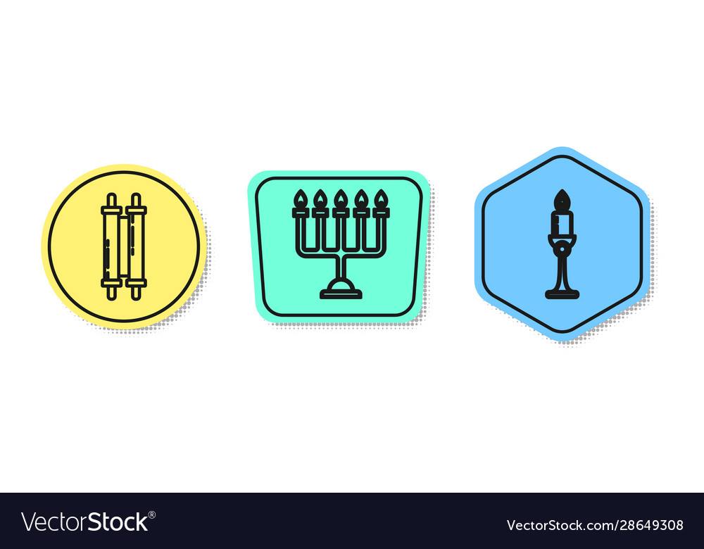Set line torah scroll hanukkah vector image Set line torah scroll hanukkah