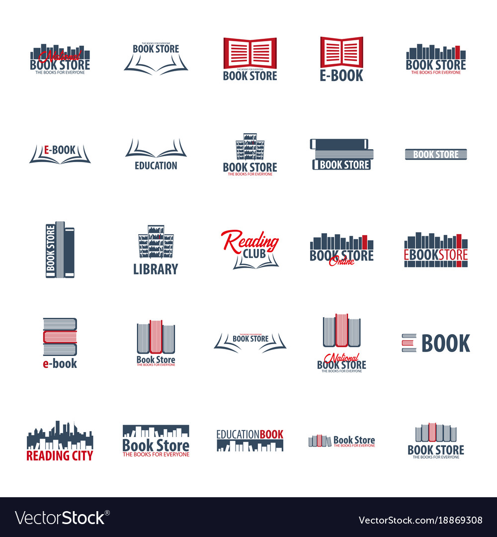 Set of book store logo education and emblem