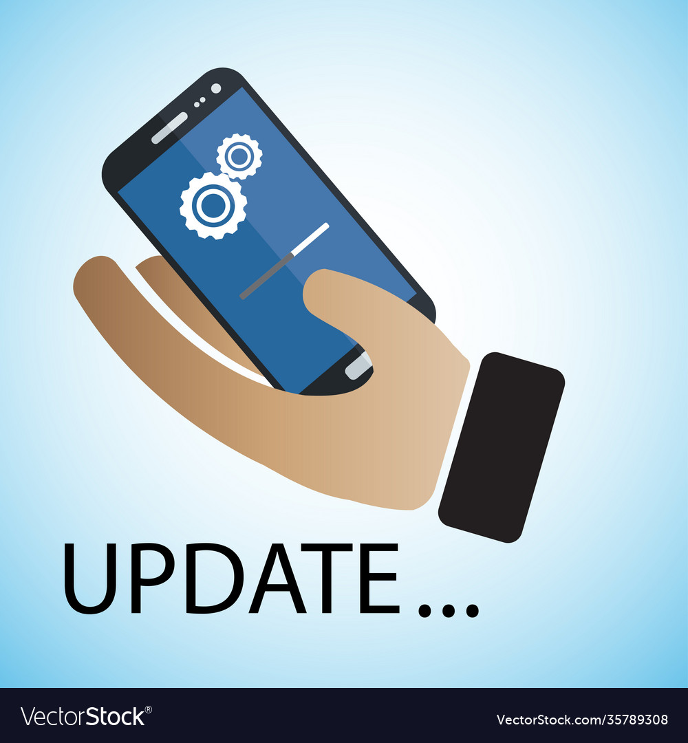 Smartphone in hand data update or synchronize vector image Smartphone in hand data update or synchronize