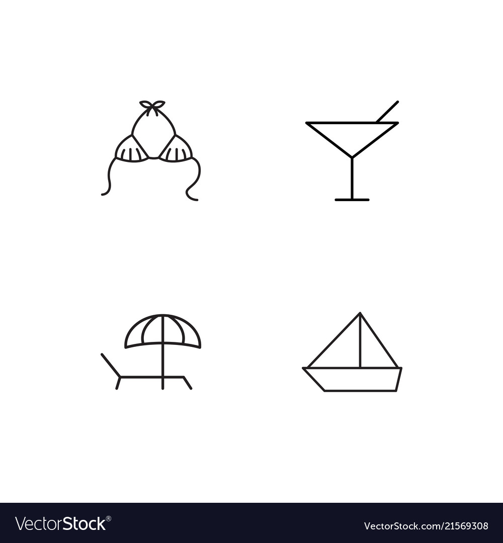 Summer linear icons set simple outline