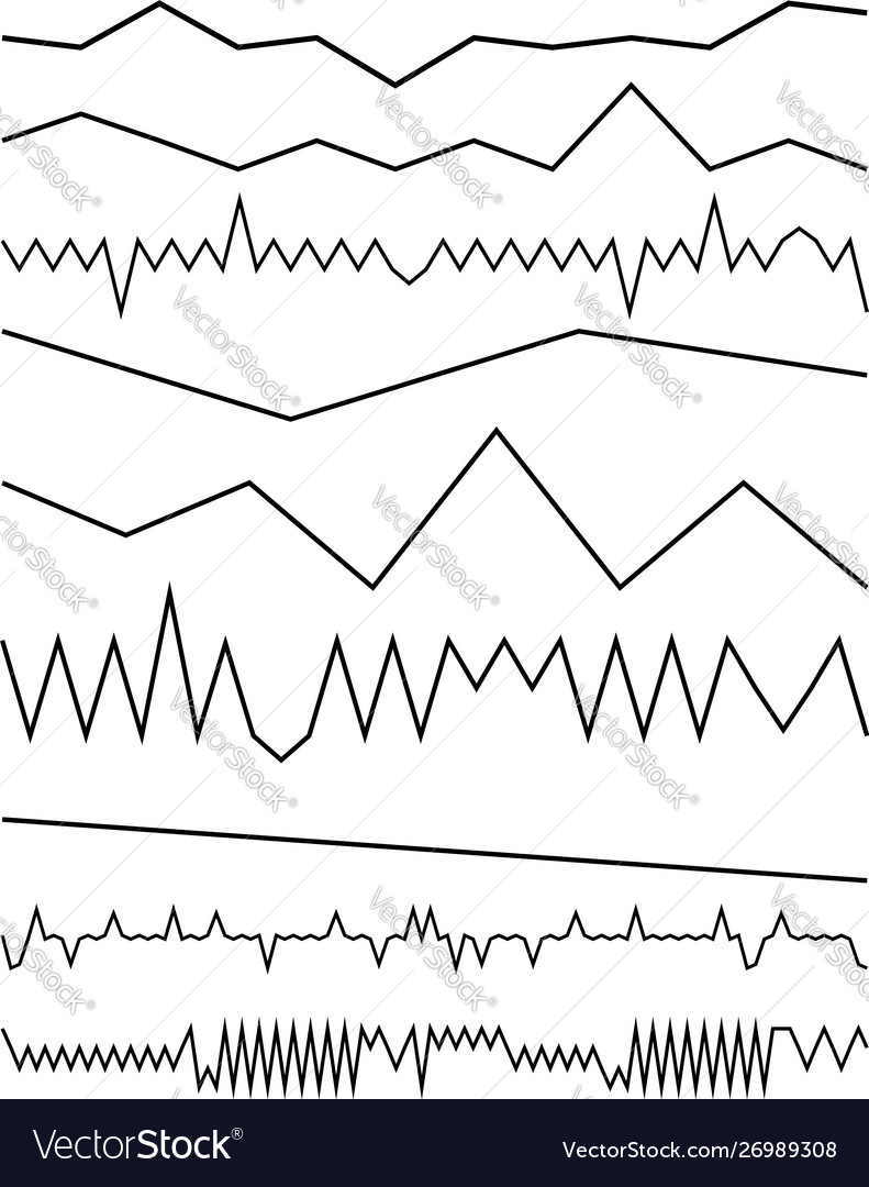 Wavy billow zigzag line element set lines vector image Wavy billow zigzag line element set lines