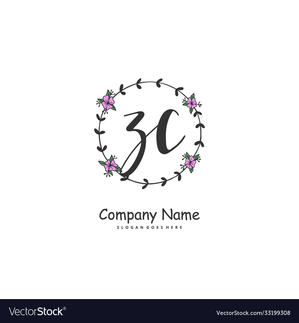 Z c zc initial handwriting and signature logo vector image Z c zc initial handwriting and signature logo