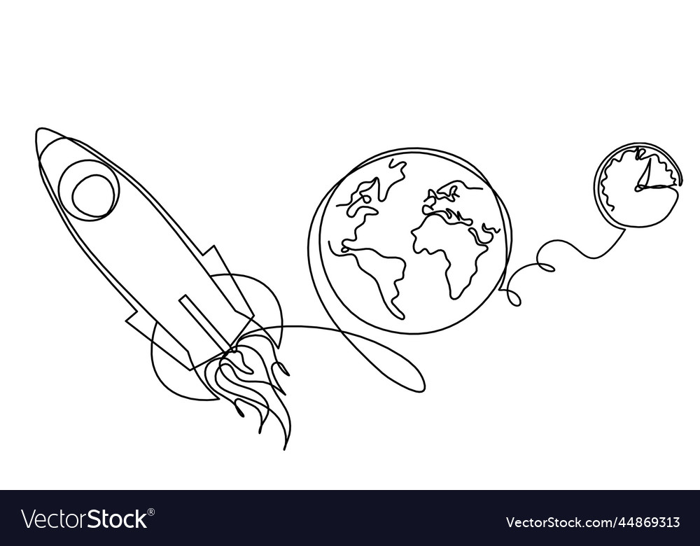 Abstract color rocket with clock as continuous