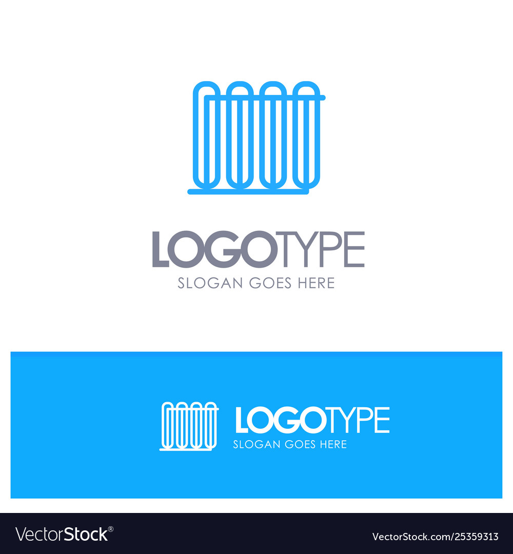 Battery heater hot radiator heating blue logo vector image Battery heater hot radiator heating blue logo