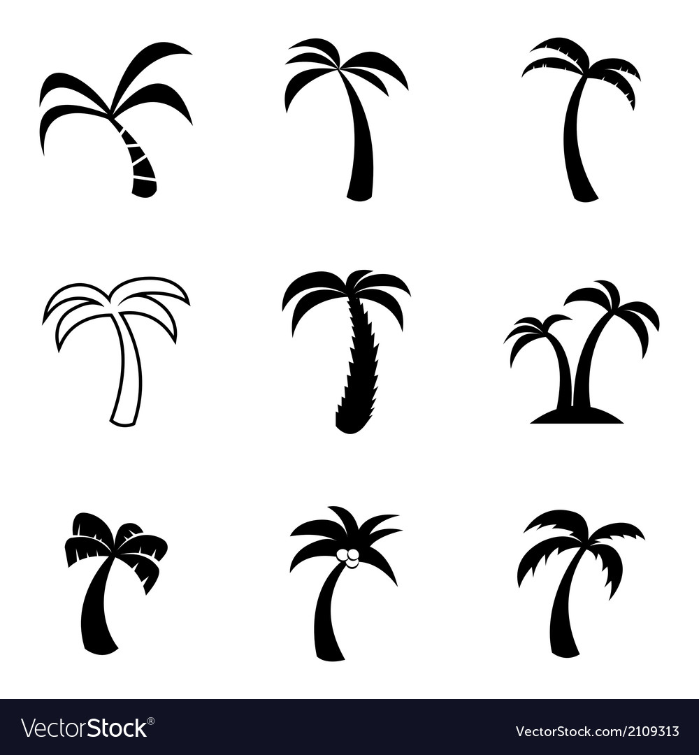 Black palm icons set