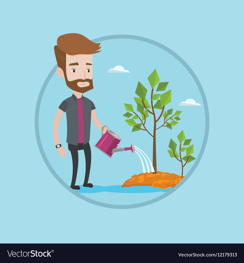 Businessman Watering Trees Royalty Free Vector Image