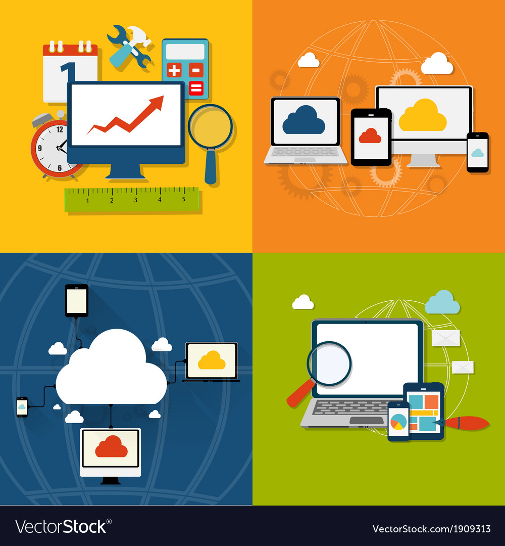 Cloud computing concept on different electronic