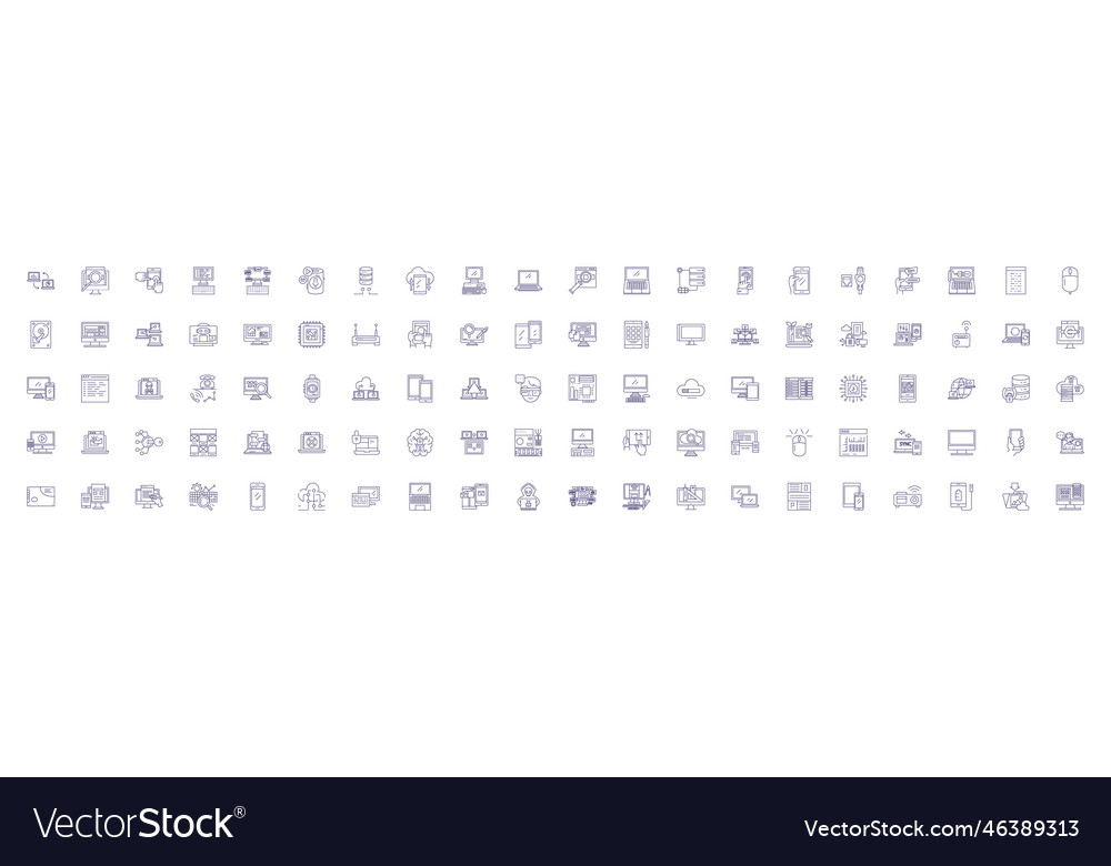 Cloud computing line icons signs set design vector image Cloud computing line icons signs set design