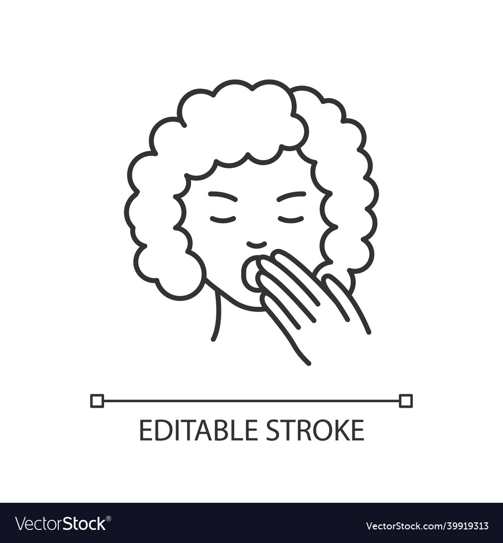 Drowsiness pixel perfect linear icon sleepy woman vector image Drowsiness pixel perfect linear icon sleepy woman