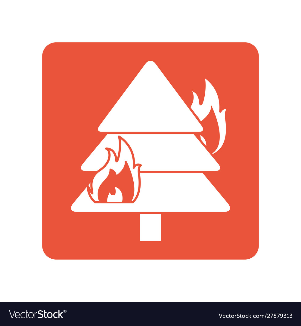 Fire burning tree block line style icon