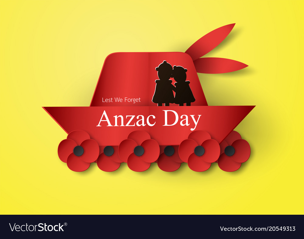 Hat and flower yellow background for anzac day