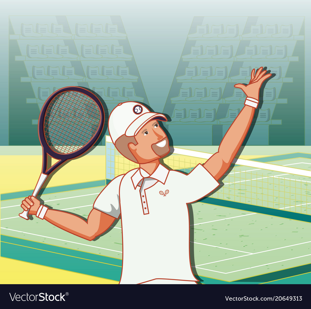 Man playing tennis character