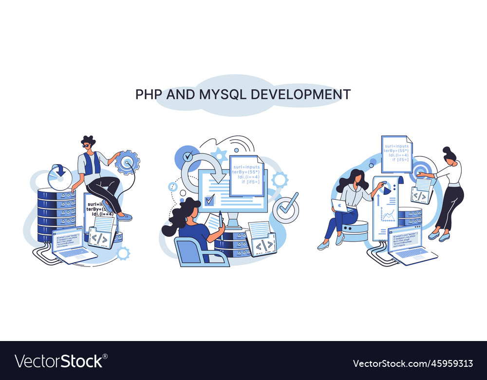 Php and mysql development software website vector image Php and mysql development software website