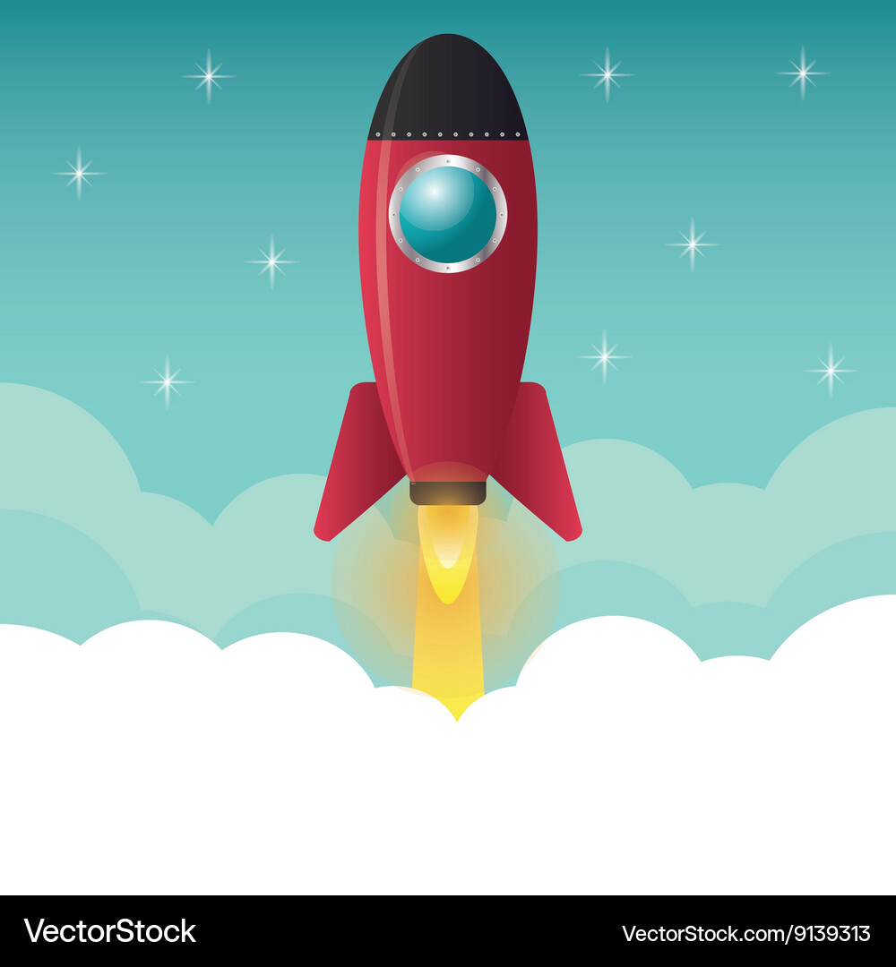 Rocket design spaceship icon flat Royalty Free Vector Image