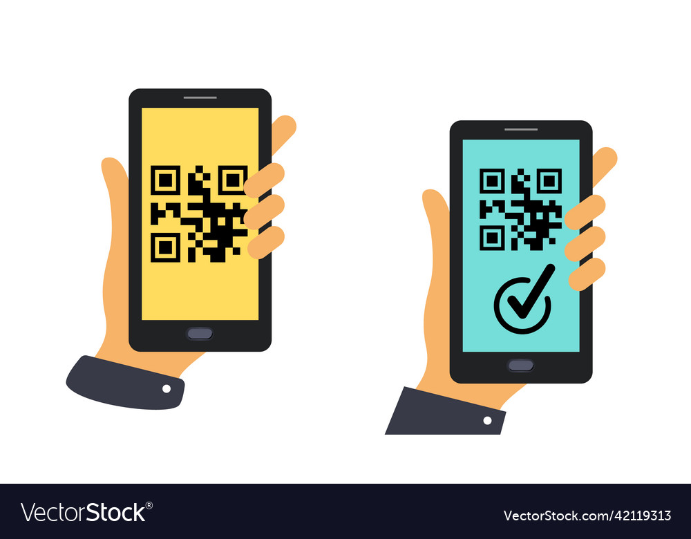 Scan qr code flat icon with phone smartphone Vector Image