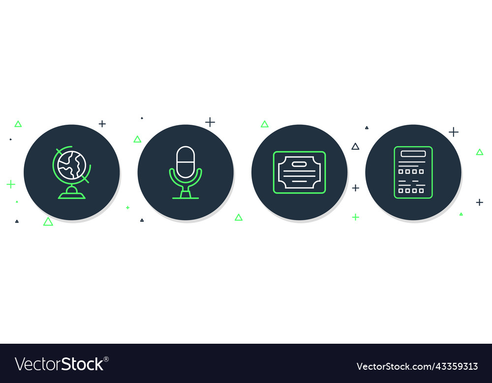 Set line microphone voice device certificate vector image Set line microphone voice device certificate