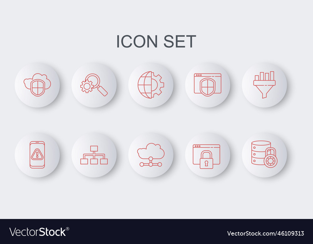 Set line server security with lock globe vector image Set line server security with lock globe