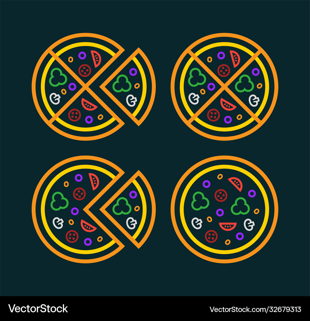 Set pizza logo Royalty Free Vector Image - VectorStock
