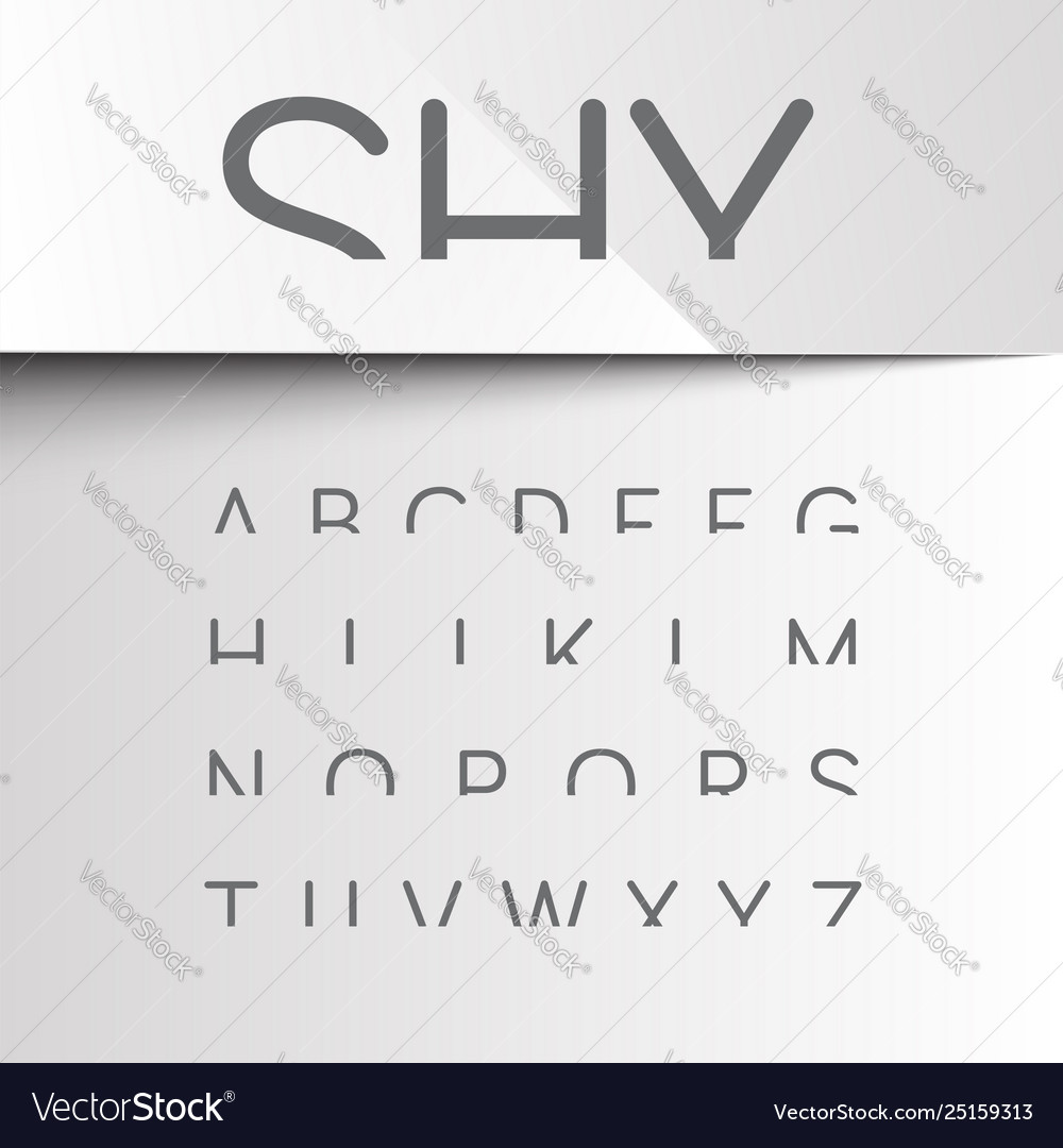Shy font with only top characters vector image Shy font with only top characters