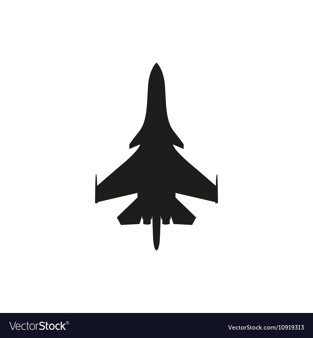 Simple black military airplane icon on white