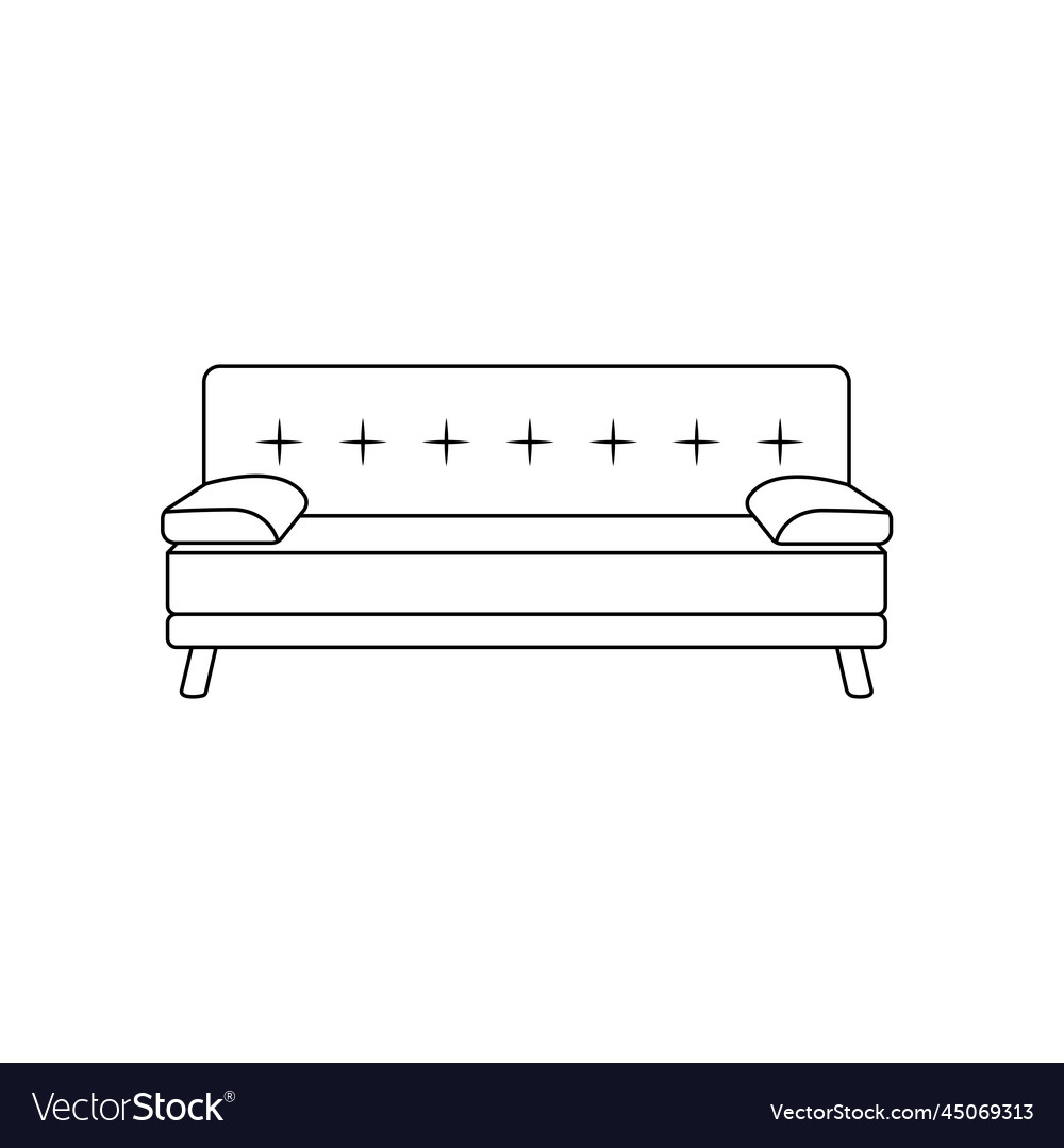 Sofa outline icon on isolated white background Vector Image