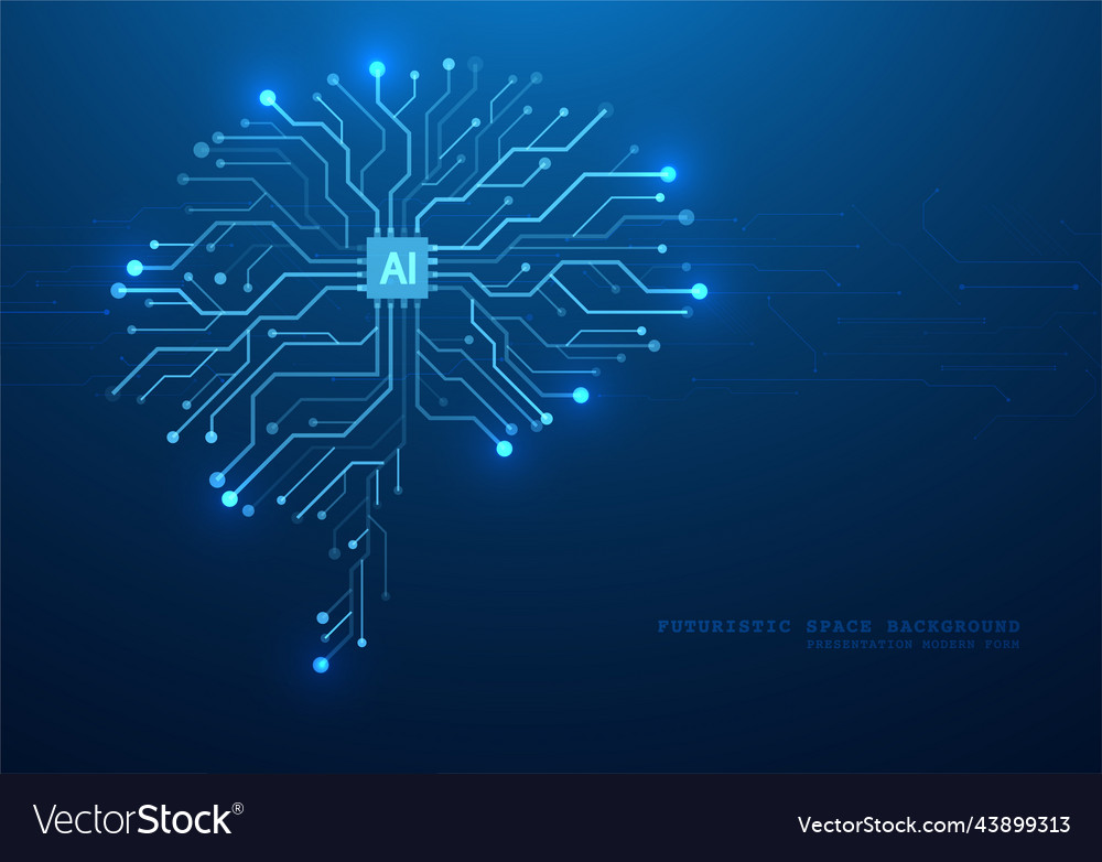 Technological brain and machine learning concept vector image Technological brain and machine learning concept