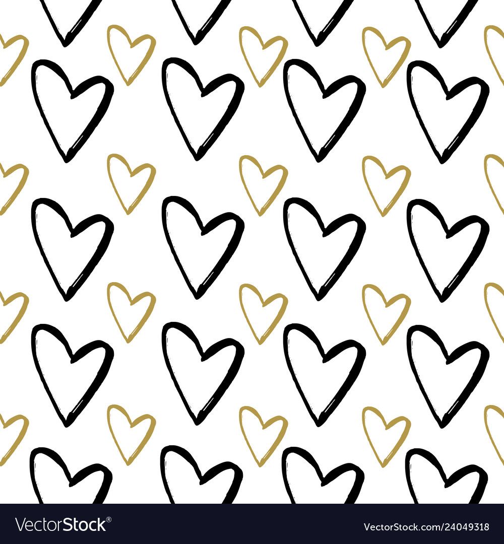 Abstract seamless pattern of hand drawing hearts Vector Image