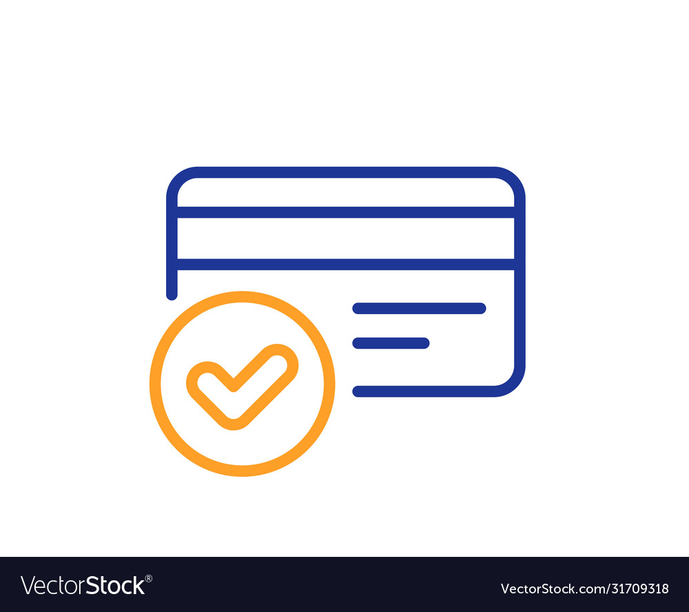 Approved credit card line icon accepted payment vector image Approved credit card line icon accepted payment