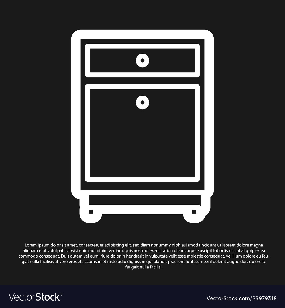 Black furniture nightstand icon isolated on