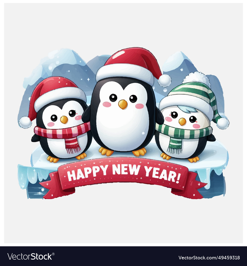Christmas penguins new year file royalty free vector image