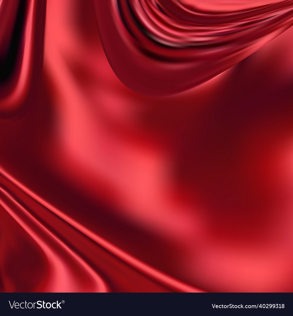 Crumpled and wavy luxury red silk or satin fabric Vector Image