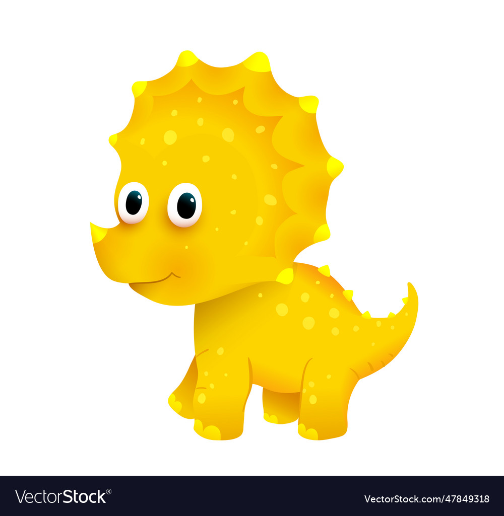 Cute smiling yellow dinosaur dino for kids Vector Image