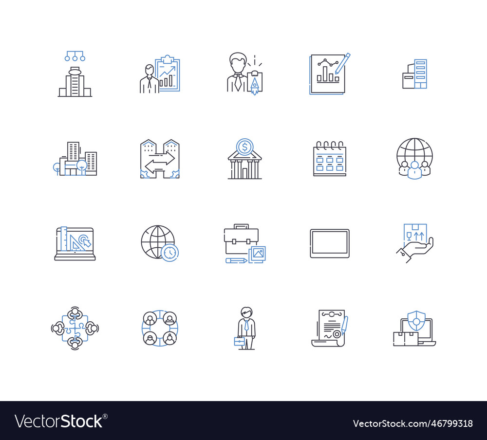 Data modeling line icons collection database