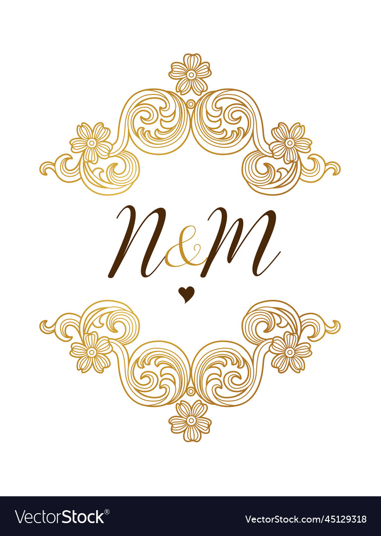 Golden elements monogram identity for design Vector Image Golden elements monogram identity for design