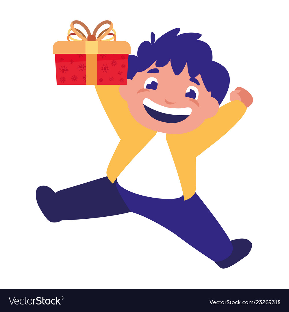 Happy boy with gift box celebration