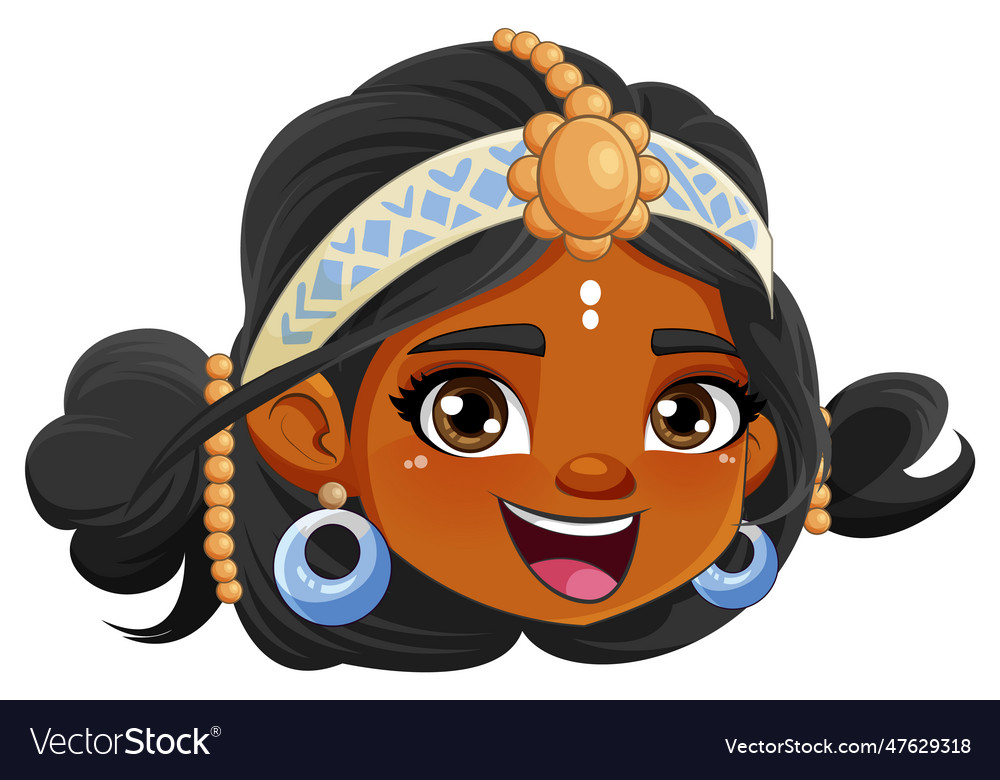 Indian woman cartoon character face smiling