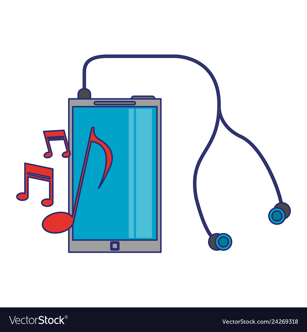 Music and smartphone blue lines Royalty Free Vector Image