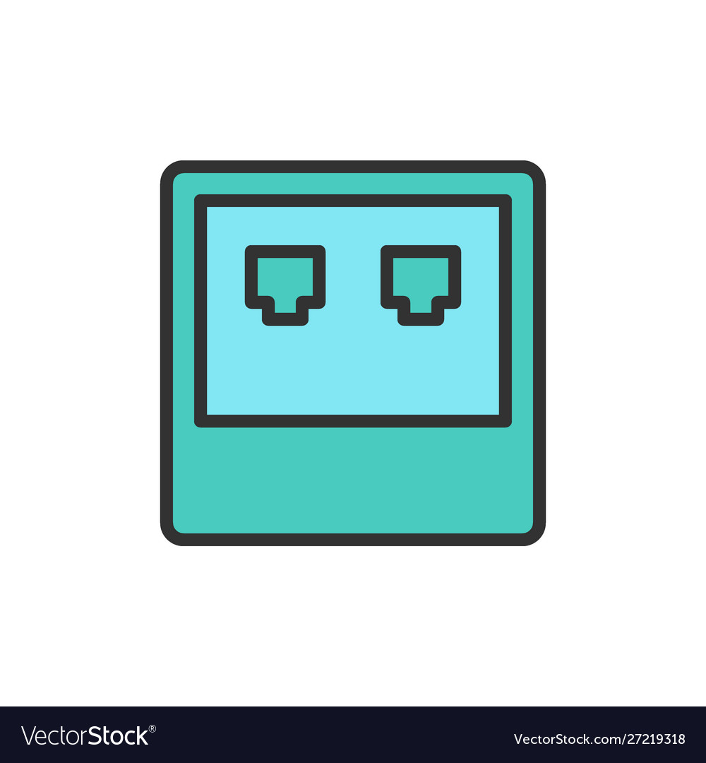 Network input flat color line icon vector image Network input flat color line icon