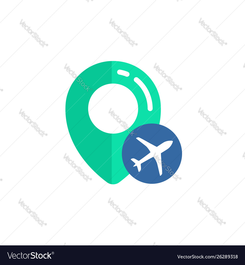 Pin Airport Location Icon Design Map Sign Vector Image