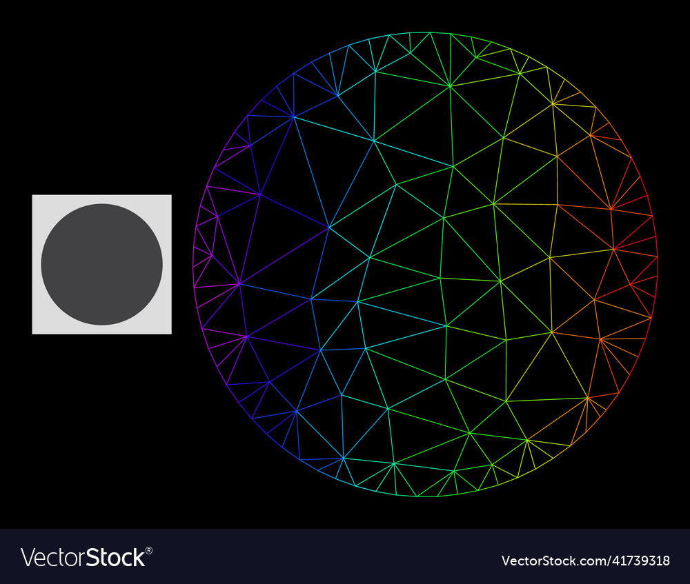Rainbow gradient polygonal net filled circle icon